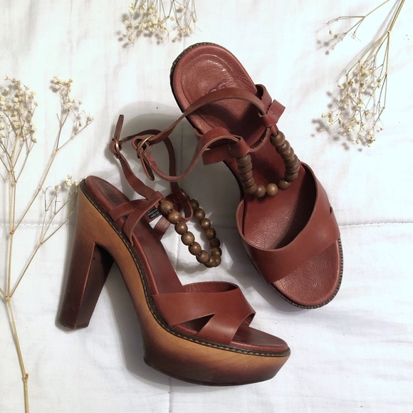 UGG Shoes - Ugg Brown Beaded Platform Heels